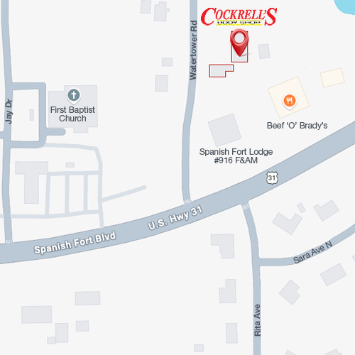 Cockrell's Auto Body Spanish Fort Map